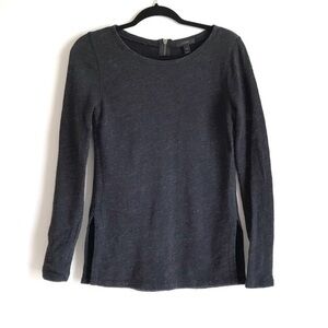 J. Crew Heathered Charcoal Thick Knit Top w/ Side Slits Size XS